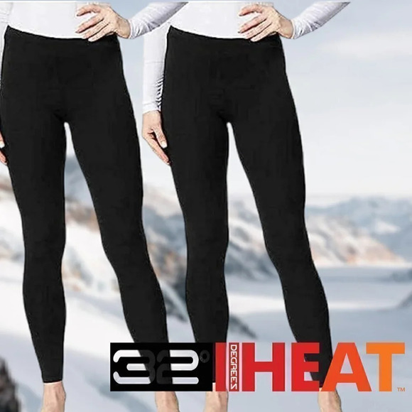 32 DEGREES | Base Layer Heat Pant Long Johns | 2-Pack | Black | NWT - Picture 1 of 3